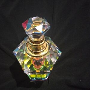 Crystal Perfume Bottle with Gold Accents